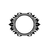 Elegant Black and White Leafy Circle Frame Illustration vector