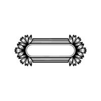 Floral Frame, Art Deco Label, Minimalist Black White vector