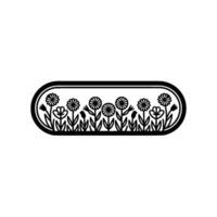 Minimalist Black Flower Bed in Oval Frame vector