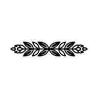 Minimalist Botanical Ornament Black Leaf on White Background vector