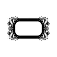 Floral Frame Black White, Minimalist Decorative vector