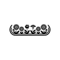Minimalist Flower Bed Illustration, Black and White, Floral vector