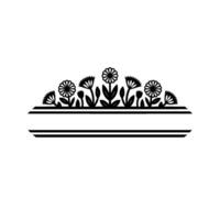 Elegant Floral Text Frame Black Silhouette on Gray Background vector