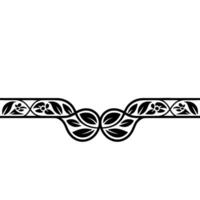 Elegant Black Floral Border Element on White Background, Seamless vector