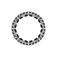 Minimalist Leaf Circle Frame, Elegant Black on White vector