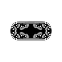 Elegant Floral Oval Frame in Black and White - Decorative vector