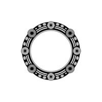 Deco Floral Circle Frame, Black and White vector