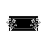 Floral Frame - Minimalist Black and White Element vector