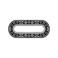 Elegant Black and White Floral Oval Frame, Decorative Element vector