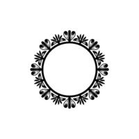 Elegant Circular Floral Frame, Black and White for Invitations, Cards vector