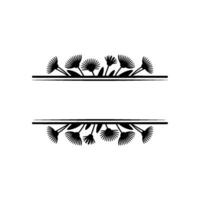 Minimalist Floral Frame in Black and White - Floral frame vector