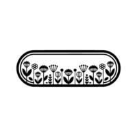 Minimalist Floral Border, Black and White, Decorative Element - Stylized vector