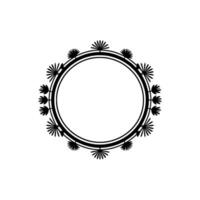 Elegant Circular Frame with Floral Accents on White Background vector