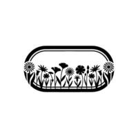 Floral Silhouette in Oval Frame, Minimalist vector
