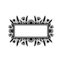 Floral Frame for Text, Minimalist Black and White, Decorative Border vector