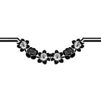 Elegant Black Floral Border on White Background, Curve vector