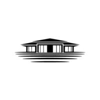 Minimalist House Modern Home in Black White, Template vector
