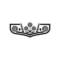 Black White Floral Crest - Decorative Garden Element vector