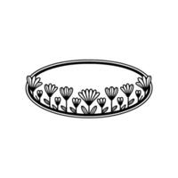Minimalist Floral Frame - Black and White, Decorative Element vector