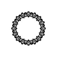 Minimalist Floral Wreath in Black White, Elegant Frame vector