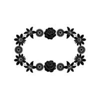 Black Floral Oval Frame on Cream Background vector