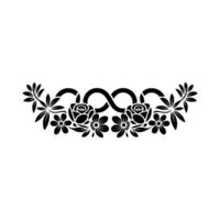 Black Floral Ornament with Infinity Symbol on White Background vector