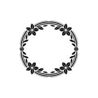 Floral Frame, Black and White Circular, Elegant, Minimalist vector