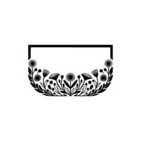 Elegant Floral Frame - Monochrome Ornament, Blank Space vector