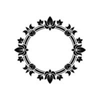 Elegant Black Floral Circle Frame on White Background, Decorative - Ornament vector