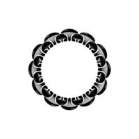 Elegant Circular Black and White Floral Motif on Gray Background vector