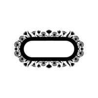 Floral Oval Frame Black and White Element vector