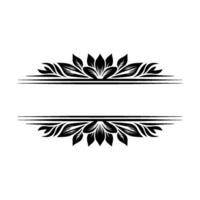 Elegant Floral Frame Border, Black and White - Floral border vector