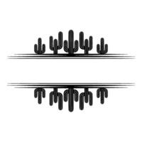 Geometric Cactus Frame in Minimalist Style, Black and White vector