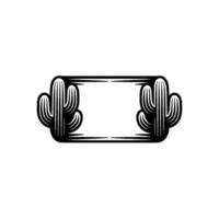 Cactus Frame Emblem Illustration, Southwestern, Minimalist vector