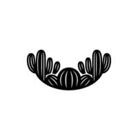 Minimalist Black and White Cactus Silhouette, Nature Concept vector