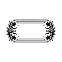 Elegant Floral Frame Monochromatic Roses and Stripes vector