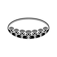 Floral Oval Frame - Black and White Minimalist Botanical Element vector