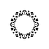 Elegant Floral Circle Frame, Minimalist Black and White - Invitation vector