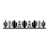 Minimalist Cactus Border Illustration Black and White, Desert Theme vector