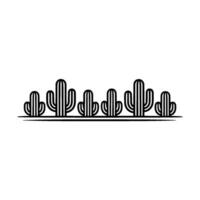 Minimalist Cactus Line Art Border Element, Black and White vector
