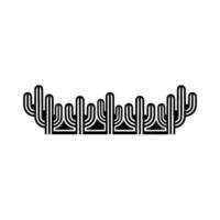 Minimalist Cactus Border Geometric Southwest, Monochromatic vector