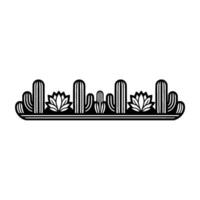 Minimalist Southwest Desert Line Art Cactus Succulent Border vector