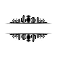 Minimalist Cactus Frame - Black White, Text Space, Southwestern vector