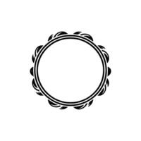 Elegant Black and White Circular Frame with Leaf Accents vector