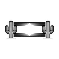 Minimalist Cactus Frame Desert, Black Lines on White vector