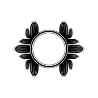 Minimalist Cactus Frame Desert-Themed Circular vector