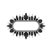 Desert Cactus Border Frame Elegant Black White vector