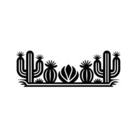 Minimalist Desert Cactus Border, Black and White Illustration vector
