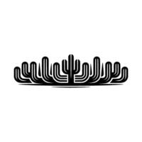 Stylized Cactus Illustration, Black White, Minimalist Desert vector