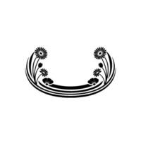 Elegant Floral Frame, Black and White, Minimalist, Border vector